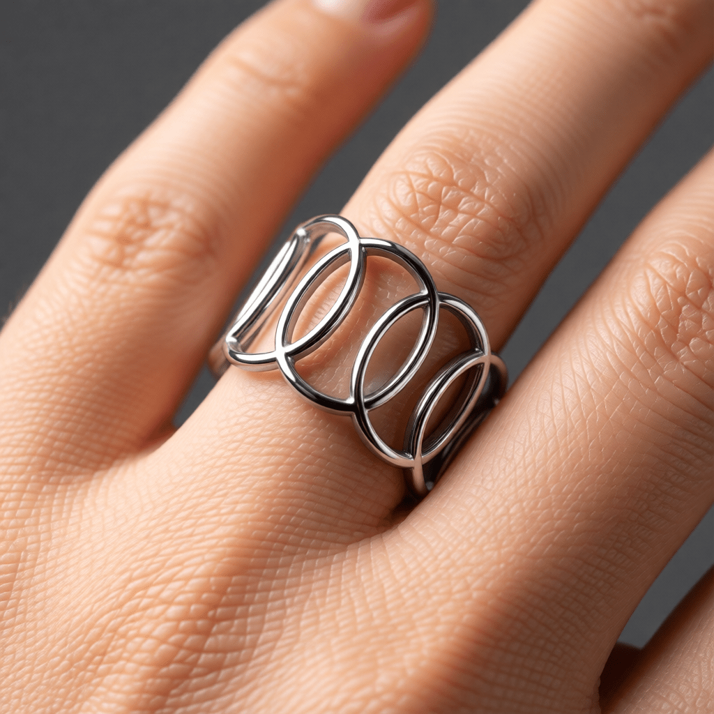 RVS Verstelbare Open Ring - Overlappende Ovalen - One Size - Aramat Jewels - Ringen - cadeautip