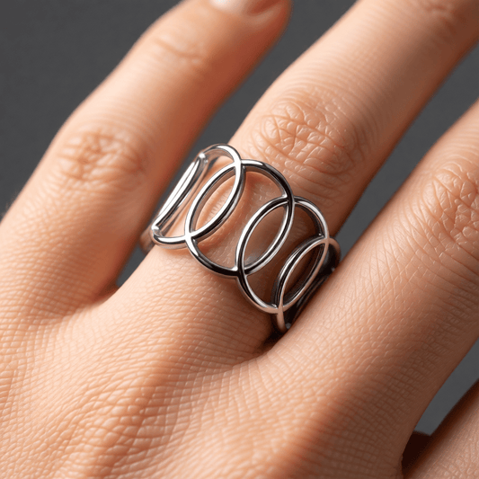RVS Verstelbare Open Ring - Overlappende Ovalen - One Size - Aramat Jewels - Ringen - cadeautip