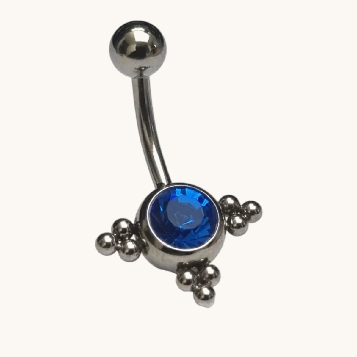 Sapphire Blue Steel Navel Piercing