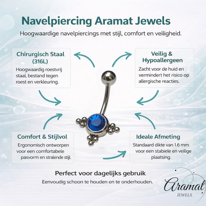Sapphire Blue Steel Navel Piercing