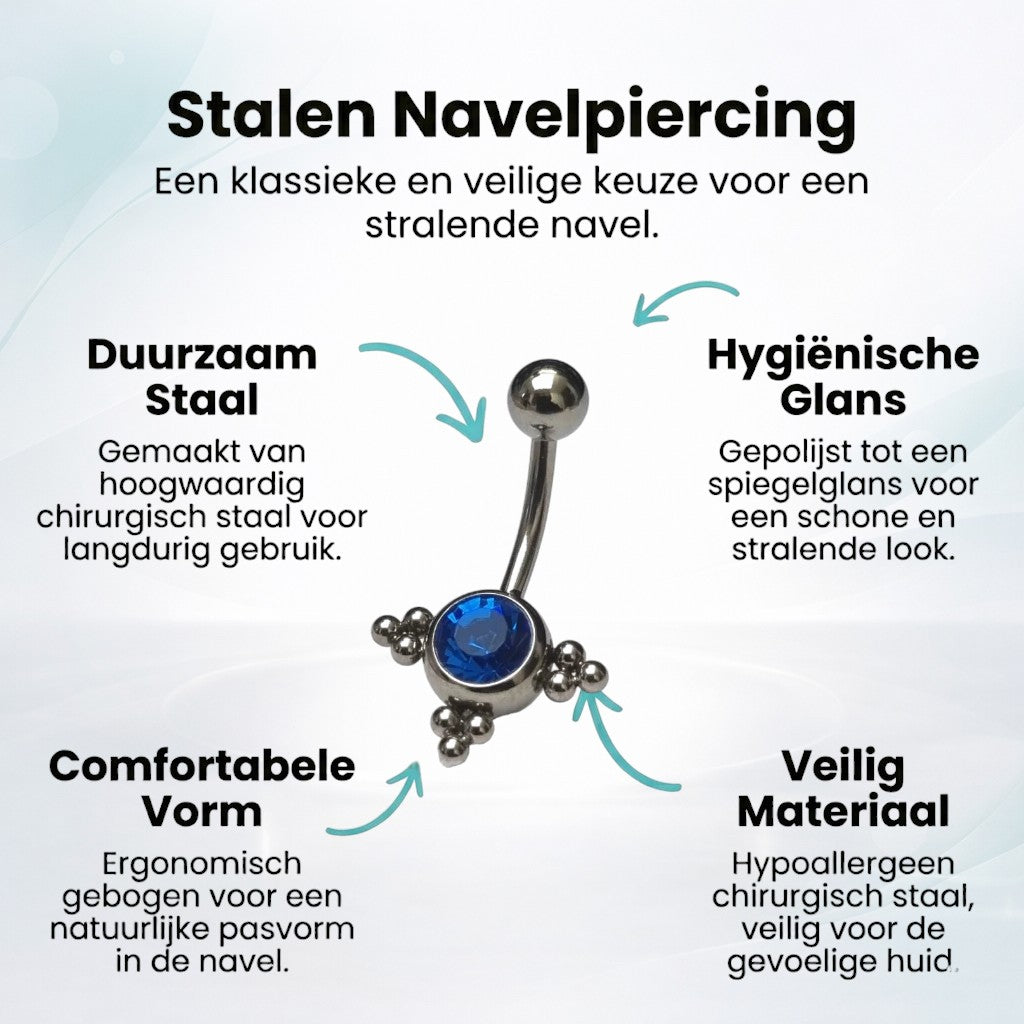 Sapphire Blue Steel Navel Piercing