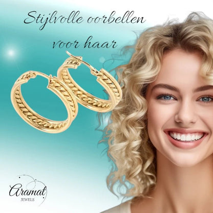 Schakel Oorringen RVS Goudkleur 30mm - oor6382 - 577895 - Oorringen kopen# - 30mm - alles - cadeau