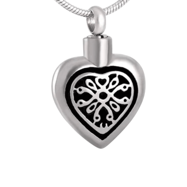 Sierlijk Keltisch as - hartje staal met zwart emaille - Aramat Jewels - Gedenkhangers - cadeautip