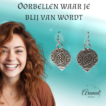 Sierlijke Druppel Oorhangers Antieklook - oor6059 - Oorhangers kopen# - 35mm - alles - bali