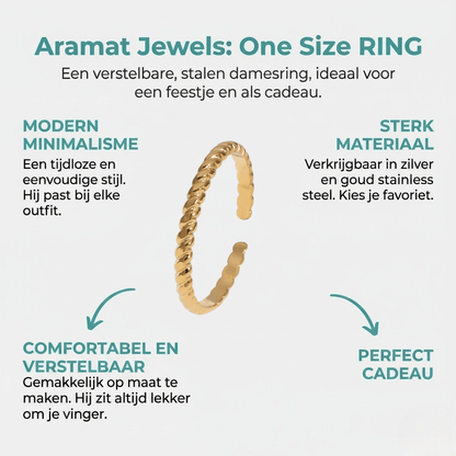 Smalle Damesring met Streepjes Motief | RVS - Aramat Jewels - Ringen - cadeautip