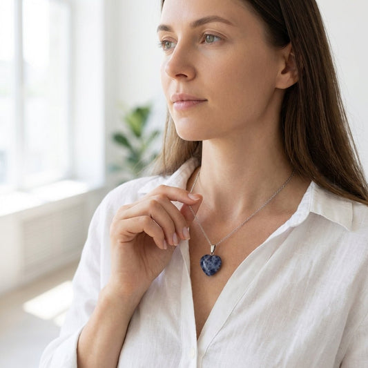 Sodaliet Hartvormige hanger natuursteen - Aramat Jewels - Hangers - cadeautip