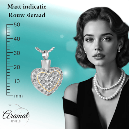 Sprankelend hart as - sieraad staal met kristal - Aramat Jewels - Gedenkhangers - cadeautip
