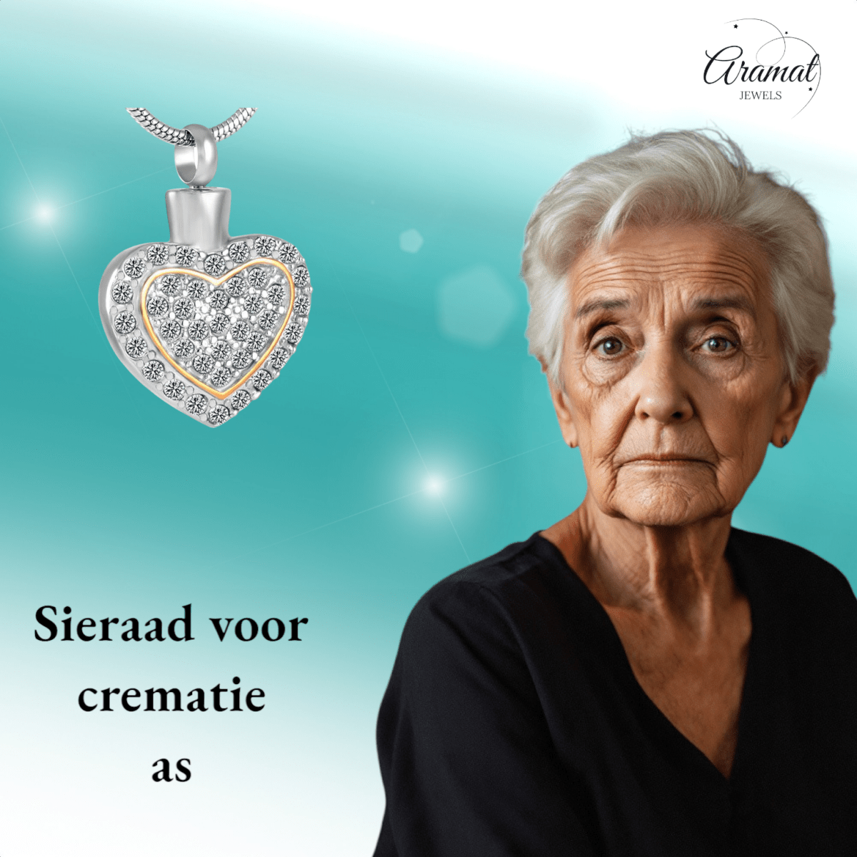 Sprankelend hart as - sieraad staal met kristal - Aramat Jewels - Gedenkhangers - cadeautip