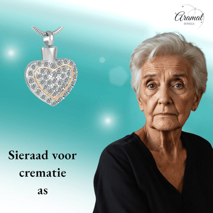 Sprankelend hart as - sieraad staal met kristal - Aramat Jewels - Gedenkhangers - cadeautip