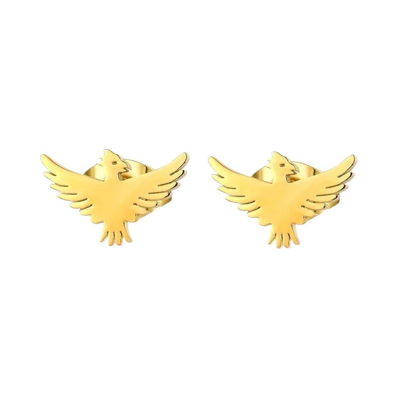 Stalen Adelaar Oorbellen – Goudkleurig RVS – 10x6mm – Dieren Oorstekers - oor2135 - Oorbellen kopen# - 10mm - alles - cadeau