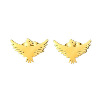 Stalen Adelaar Oorbellen – Goudkleurig RVS – 10x6mm – Dieren Oorstekers - oor2135 - Oorbellen kopen# - 10mm - alles - cadeau