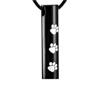 Stalen Ashanger Buis Zwart met Witte Pootafdrukken 3,4cm - Aramat Jewels - Gedenkhangers - cadeautip