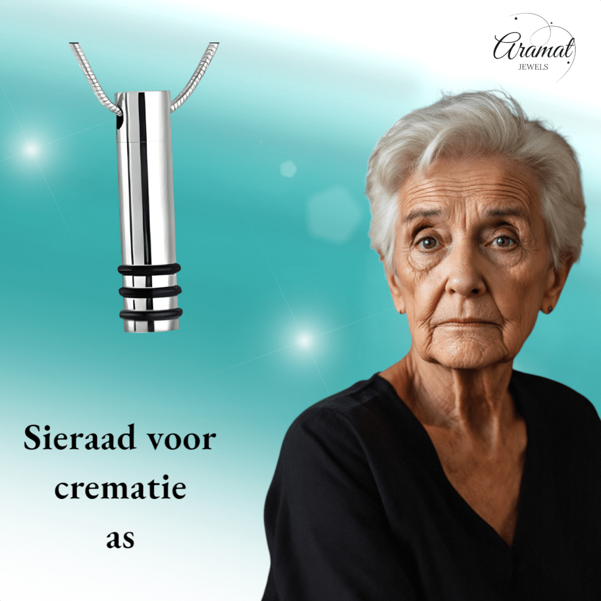 Stalen ashanger cilinder zwart gestreept 38x10mm - Aramat Jewels - Gedenkhangers - cadeautip