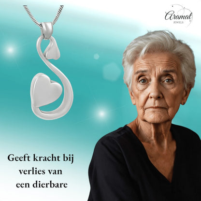 Stalen Ashanger Sierlijk Hart – Zilverkleurig - hang402 - Gedenkhangers kopen# - 38mm - alles - ashangers
