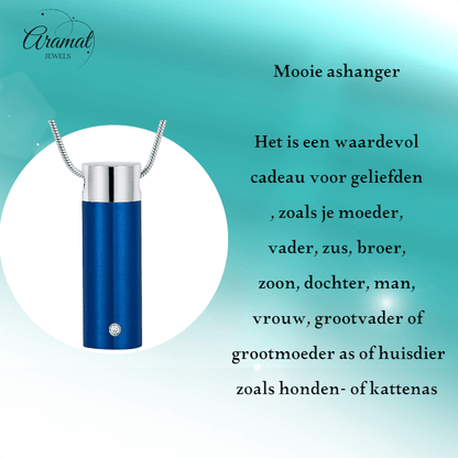 Stalen Blauwe Ashanger - met Betekenis - Aramat Jewels - Gedenkhangers - Rouwsieraad