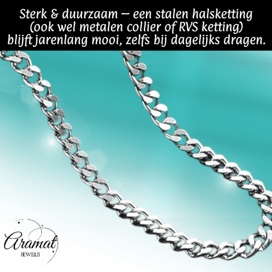 Stalen Curb Gourmet Ketting Zilverkleurig - Aramat Jewels - Halskettingen - cadeautip