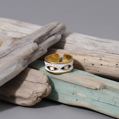 Stalen Damesring - Boze Oog - 8,5mm - Verstelbaar - Aramat Jewels - Ringen - cadeautip