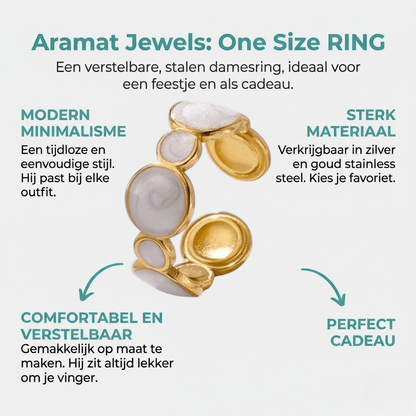 Stalen Damesring - Cirkelmotief - Parelmoer Emaille - 8mm - RVS - Aramat Jewels - Ringen - cadeautip