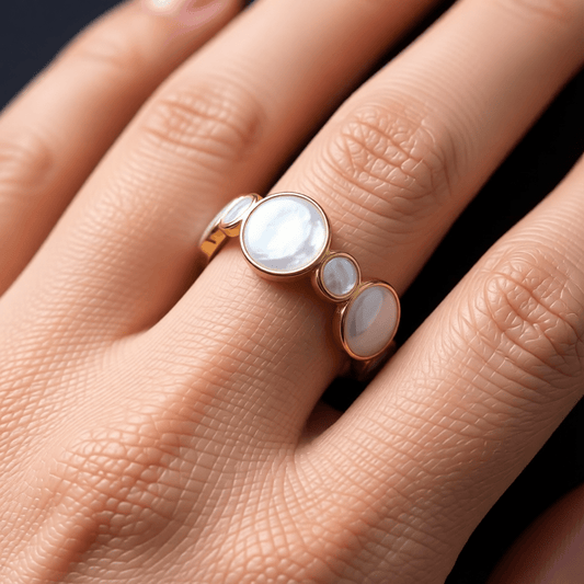 Stalen Damesring - Cirkelmotief - Parelmoer Emaille - 8mm - RVS - Aramat Jewels - Ringen - cadeautip