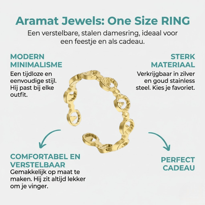 Stalen Damesring - Cirkelmotief - Verstelbaar - 4mm - RVS - Aramat Jewels - Ringen - cadeautip