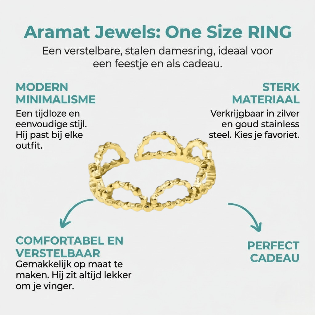 Stalen Damesring - Halve Maantjes - Verstelbaar - 5mm - RVS - Aramat Jewels - Ringen - cadeautip