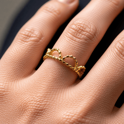 Stalen Damesring - Halve Maantjes - Verstelbaar - 5mm - RVS - Aramat Jewels - Ringen - cadeautip