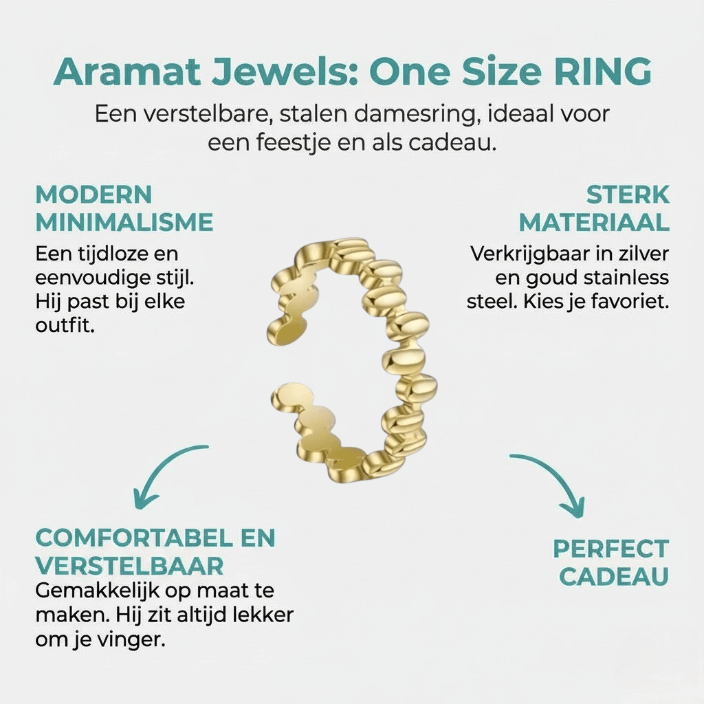 Stalen Damesring - Ovale Blokjes - Verstelbaar - 6mm - RVS - Aramat Jewels - Ringen - cadeautip