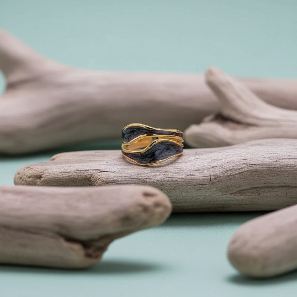 Stalen Damesring - Parelmoer - 14mm - Verstelbaar - Aramat Jewels - Ringen - cadeautip