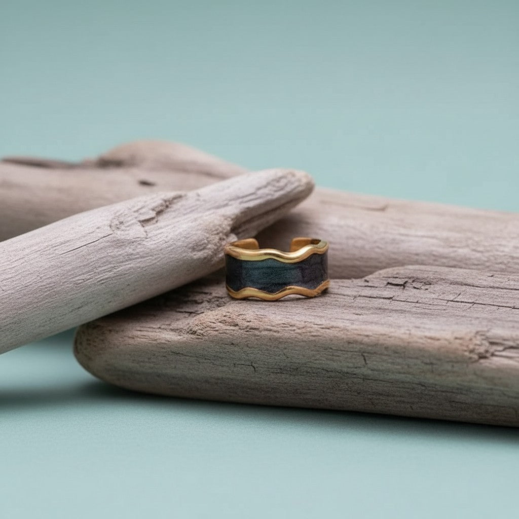 Stalen Damesring - Parelmoer - 8mm - Verstelbaar - Grijs - Aramat Jewels - Ringen - cadeautip