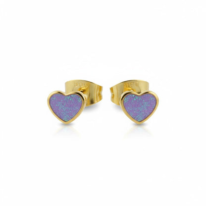 Stalen Emaille oorbellen hartje met glitters - Aramat Jewels - Oorbellen - cadeautip