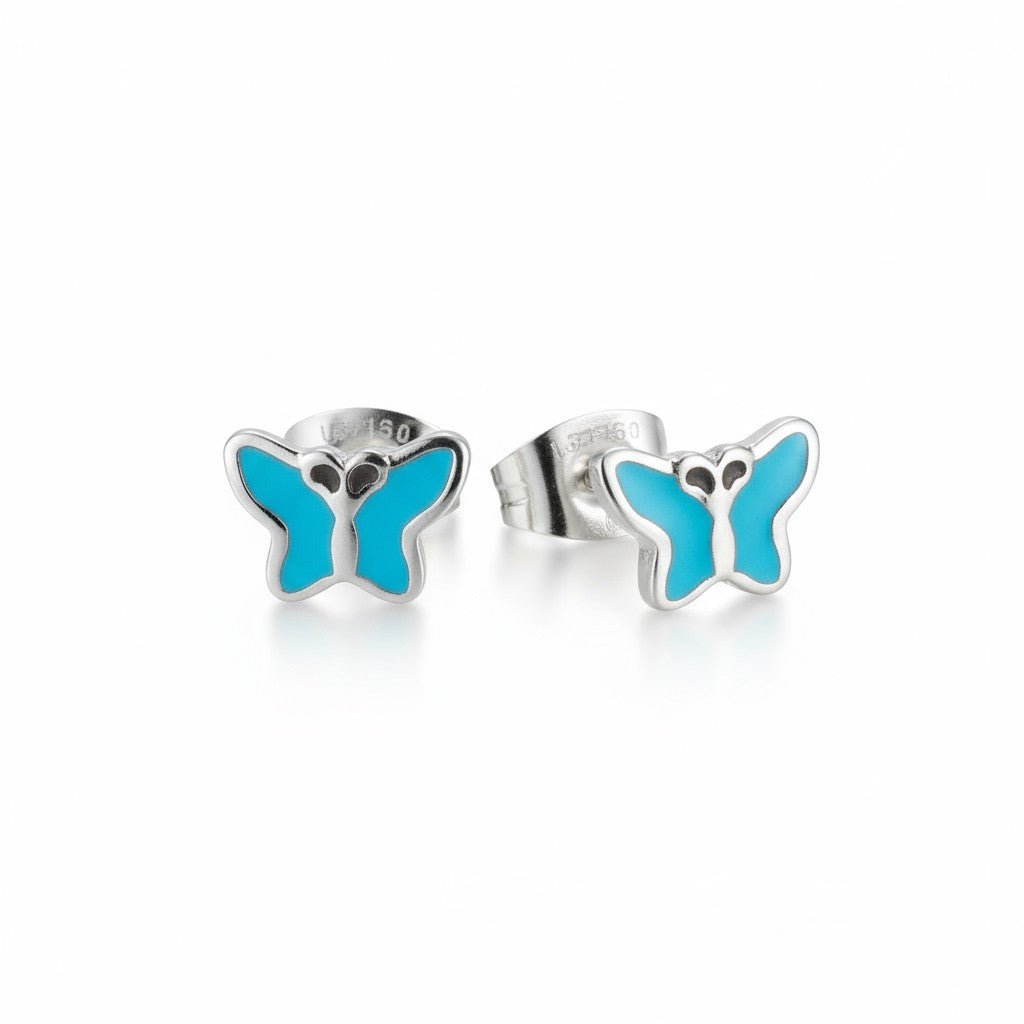 Stalen Emaille oorbellen vlindertje - Aramat Jewels - Oorbellen - cadeautip