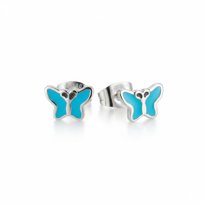 Stalen Emaille oorbellen vlindertje - Aramat Jewels - Oorbellen - cadeautip