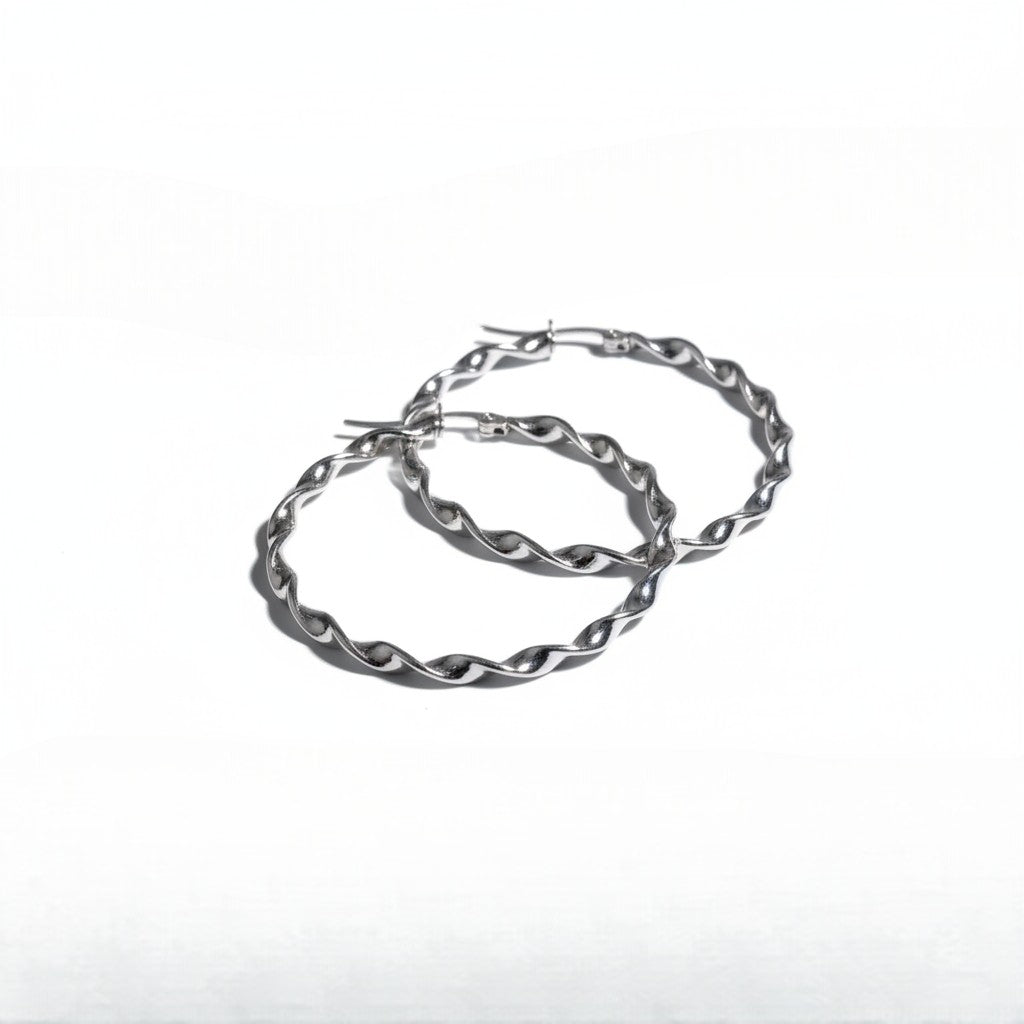 Stalen Gedraaide Oorringen - Aramat Jewels - Oorringen - cadeautip