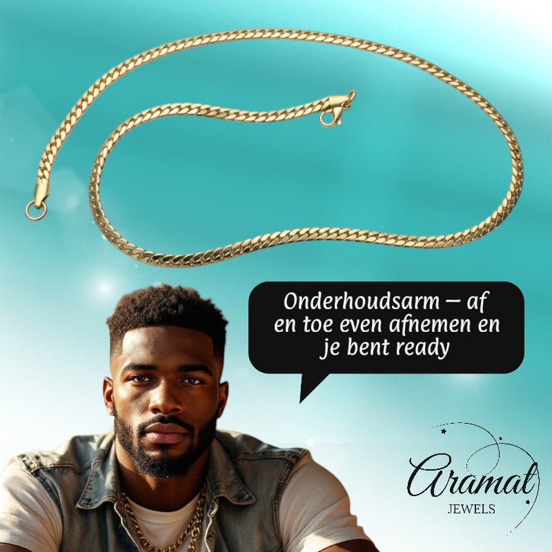 Stalen Gourmet Ketting goudkleurig staal - Aramat Jewels - Halskettingen - cadeautip