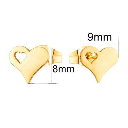 Stalen Hartjes Oorbellen 9x8mm - Goldplated - Tijdloos Design - oor2164 - SSE690 - Oorbellen kopen# - 9mm - alles