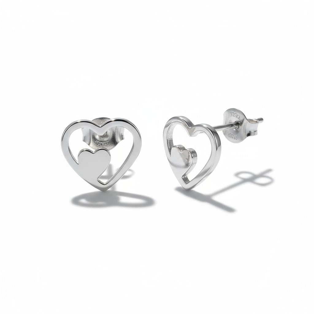 Stalen Hartjes Oorbellen Zilverkleur 9mm RVS - Aramat Jewels - Oorbellen - cadeautip