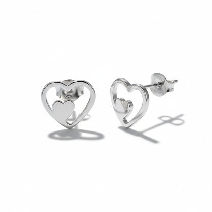 Stalen Hartjes Oorbellen Zilverkleur 9mm RVS - Aramat Jewels - Oorbellen - cadeautip