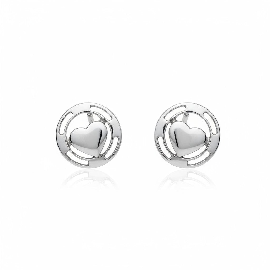 Stalen Hartjes Oorbellen Zilverkleur 9mm Staal - Aramat Jewels - Oorbellen - cadeautip