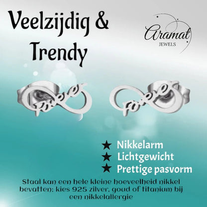 Stalen Infinity Oorbellen 11x5mm - Zilverkleur - Forever - oor4156 - Oorbellen kopen# - 11mm - alles