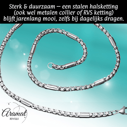 Stalen Jasseron Ketting met Staafjes man - Aramat Jewels - Halskettingen - cadeautip
