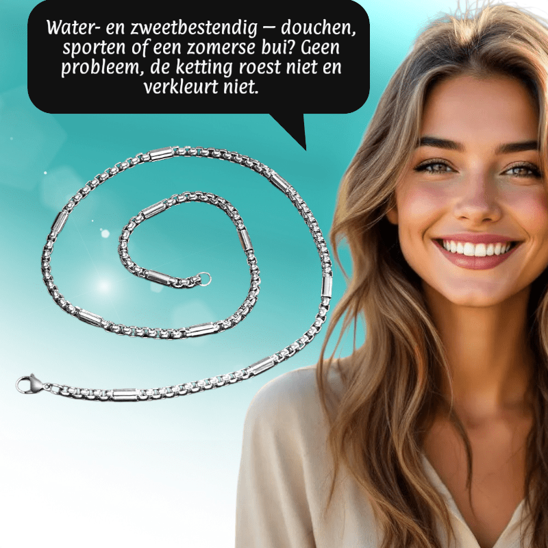 Stalen Jasseron Ketting met Staafjes man - Aramat Jewels - Halskettingen - cadeautip