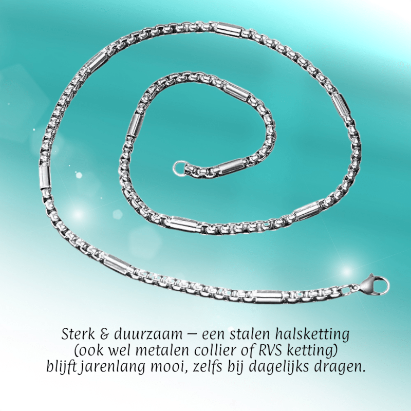 Stalen Jasseron Ketting met Staafjes man - Aramat Jewels - Halskettingen - cadeautip