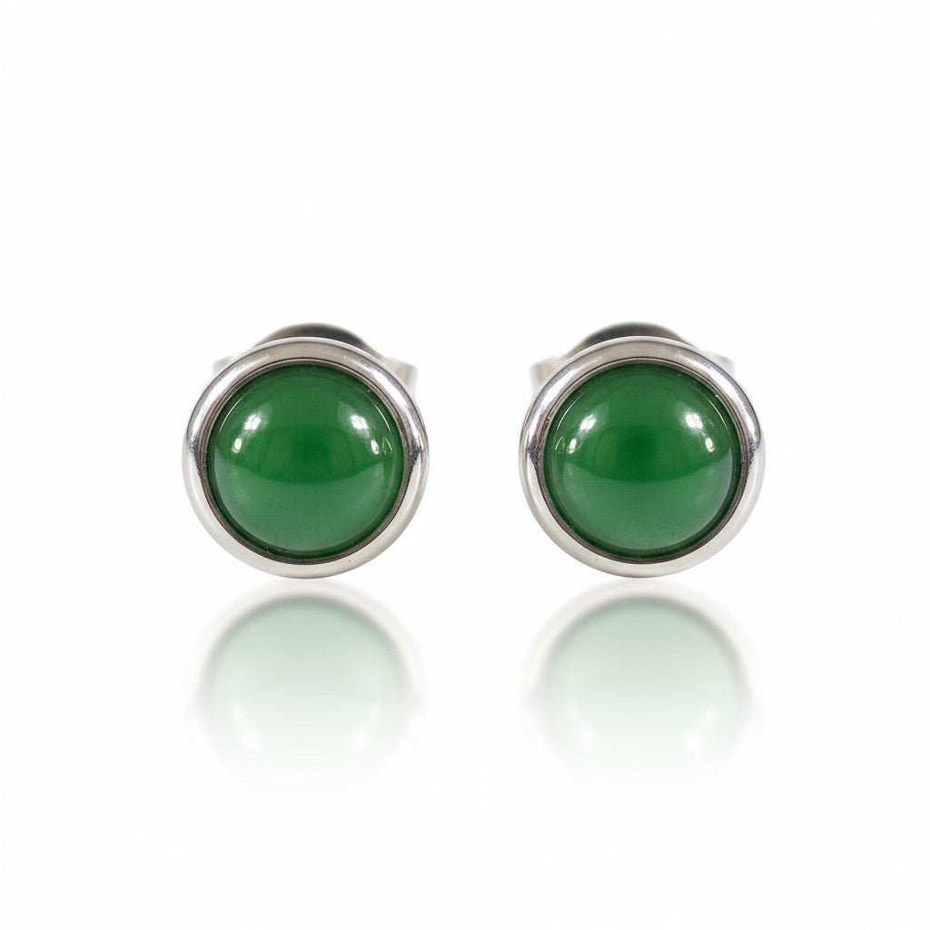 Stalen Kattenoog Oorbellen 8mm – Groen - Aramat Jewels - Oorbellen - cadeautip