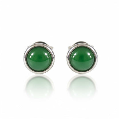 Stalen Kattenoog Oorbellen 8mm – Groen - Aramat Jewels - Oorbellen - cadeautip
