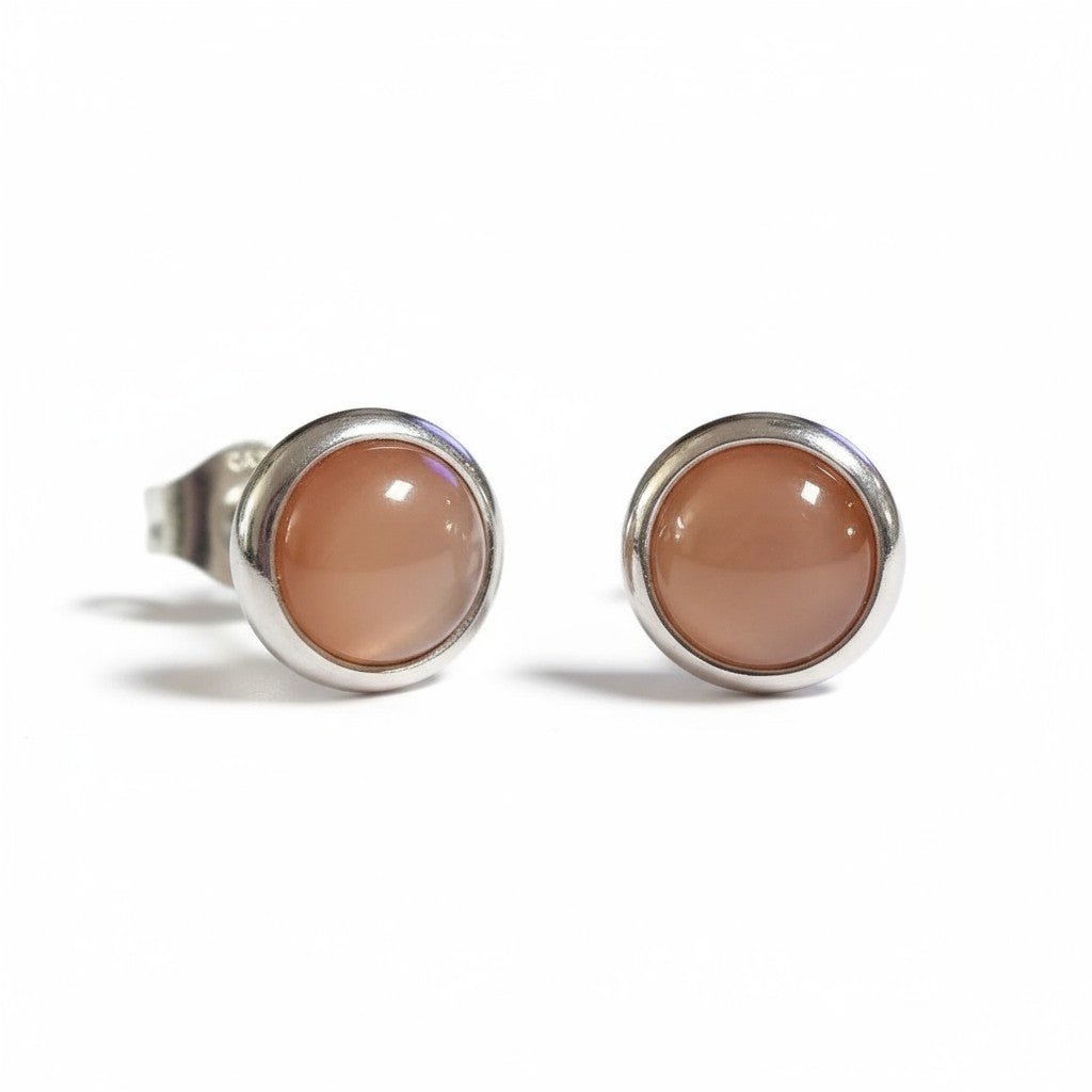 Stalen Kattenoog Oorbellen 8mm – Oranje/Rood - Aramat Jewels - Oorbellen - cadeautip