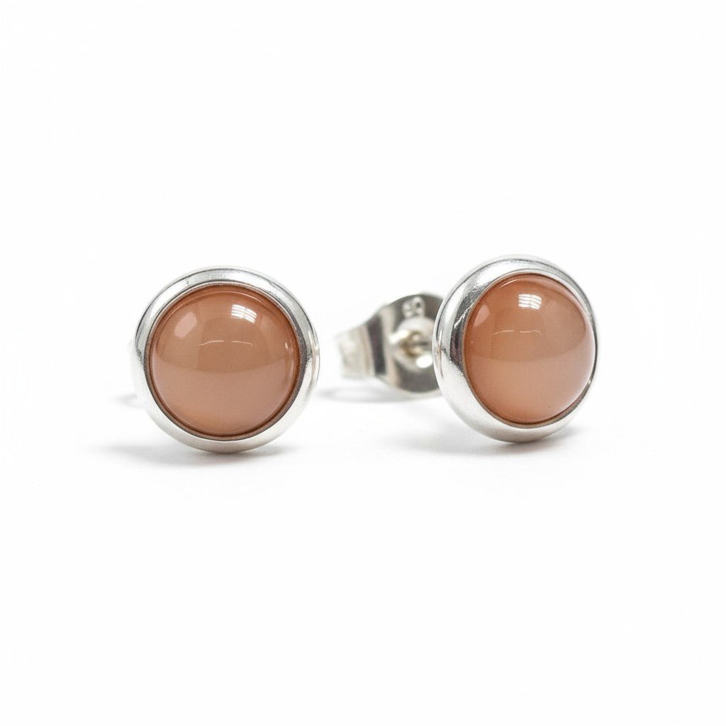 Stalen Kattenoog Oorbellen 8mm – Oranje/Rood - Aramat Jewels - Oorbellen - cadeautip