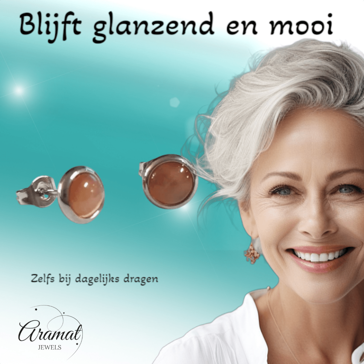 Stalen Kattenoog Oorbellen 8mm – Oranje/Rood - Aramat Jewels - Oorbellen - cadeautip