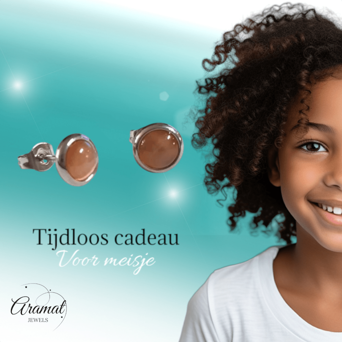 Stalen Kattenoog Oorbellen 8mm – Oranje/Rood - Aramat Jewels - Oorbellen - cadeautip