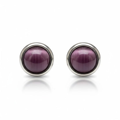Stalen Kattenoog Oorbellen 8mm – Paars - Aramat Jewels - Oorbellen - cadeautip