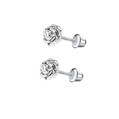 Stalen kinder oorbellen - 7mm rozen oorknopjes met schroefsluiting - oor6264 - 72430 - Oorbellen kopen# - 7mm - alles